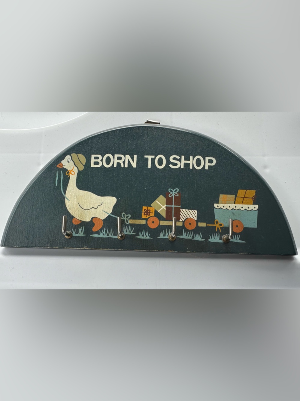 Born to Shop Goose Decorative hand painted folkart vintage keys cottagecore